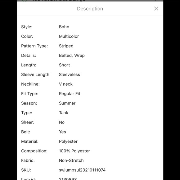 SHEIN Plus Striped Self Tie Tank Romper 4XL - Picture 6 of 7